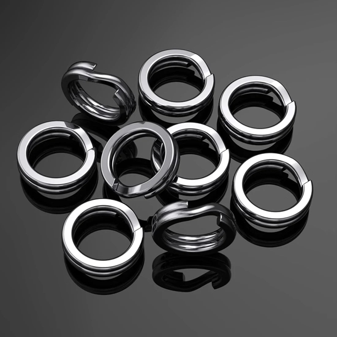 9KM 30Pcs Black Fishing Split Rings Stainless Steel Lure Rings Saltwater Terminal Tackles Connectors