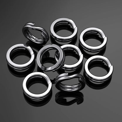 9KM 30Pcs Black Fishing Split Rings Stainless Steel Lure Rings Saltwater Terminal Tackles Connectors