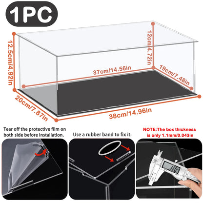 1:14 Scale Transparent Acrylic Display Box, Suitable for Protecting and Displaying Toy Cars, Model Building Blocks, Small Collectibles and Figurines (Inner Ring Size 37X19X12Cm)