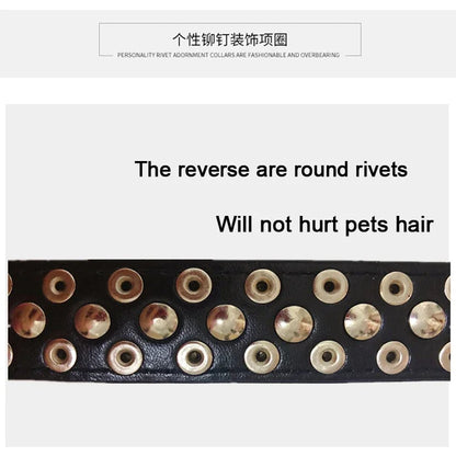 Adjustable Leather Pet Dog collar Neck Strap Supplies PU Leather Punk Rivet Spiked Dog Collar Pet Collars For Small Dog Cat