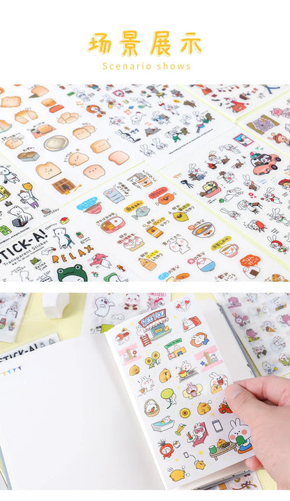 6Pcs/Lot Waterproof Cartoon Transparent Pvc Stickers DIY Hand Account Diary Decorative Stickers Kawaii Phone Cup Stickers