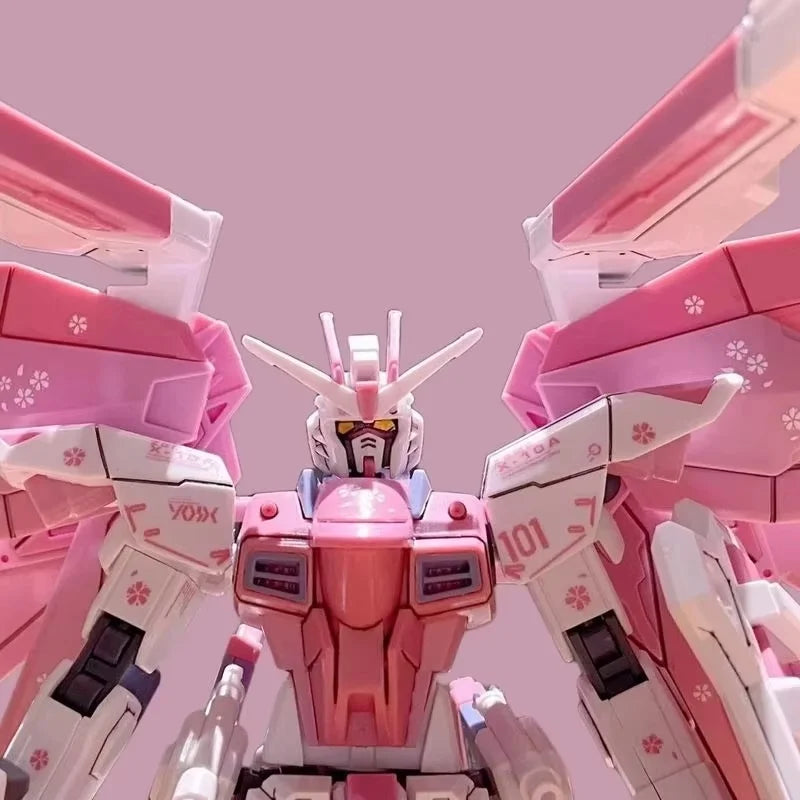 ZGMF-X10A HG 1/144 Freshman Freedom Mecha Assembly Model Action Figures Cherry Blossom Color Scheme Children Toy Gift Decorate