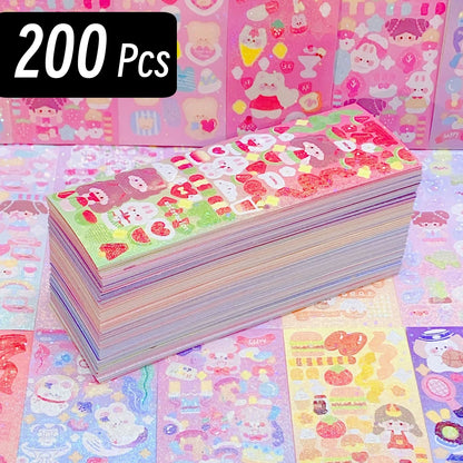 200p Kawaii Stickers for Kids Cute Stationary Aesthetic Diary Decoration Art Supplies Stickers for Scrapbooking Lot Korean Paper