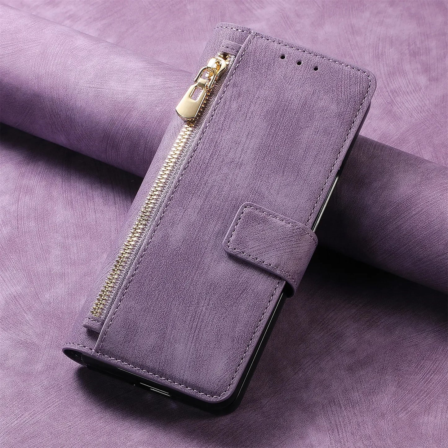 2 in 1 Magnetic Zipper Cards Solt Wallet Leather Case For Samsung Galaxy Z Fold 8 ultra 7 6 5  Wireless Charging Bag Purse Cover
