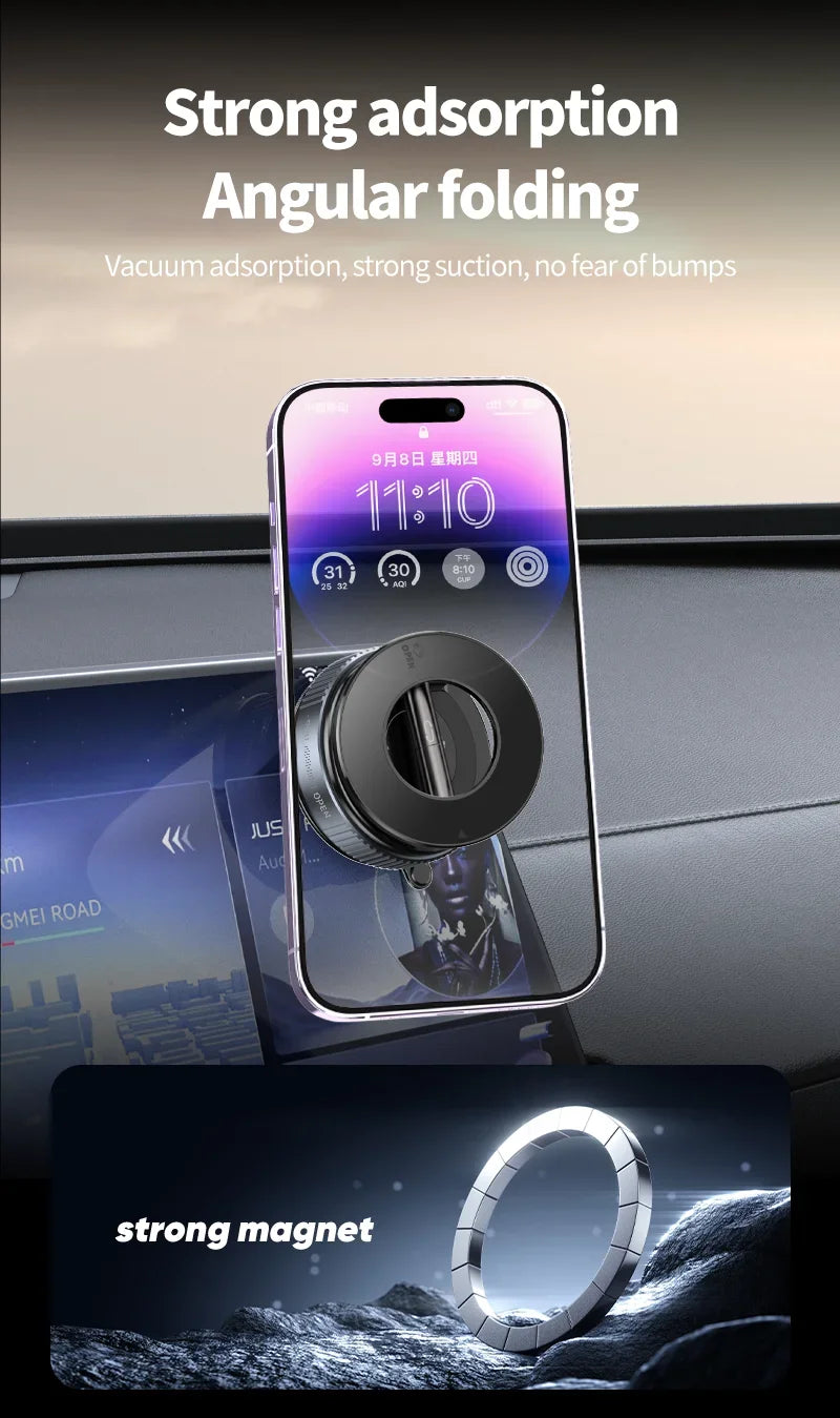 Vacuum Magnet Phone Bracket Multi-angles Adjustment Strong Magnetic Suck Design Foldable Car Holder For iphone Navigation Stand