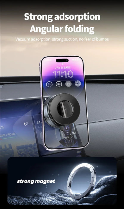 Vacuum Magnet Phone Bracket Multi-angles Adjustment Strong Magnetic Suck Design Foldable Car Holder For iphone Navigation Stand