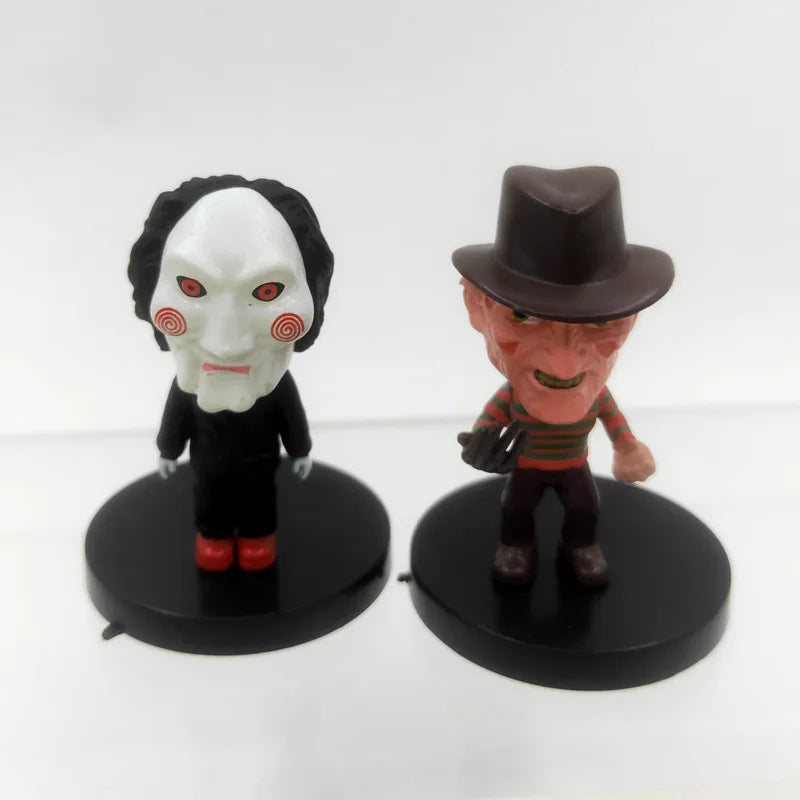 10 Pieces / Set Horror Film Series Jason Freddy Clown Action Figure Toys PVC Model Halloween Gift Vinyl Figurine Doll Gift
