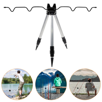 Sideny-Telescopic Bracket Holder,Sea Pole Support Frame, 3-Fold Fishing Rod Rest Base, Fishing Rod Load-Bearing, Tripod Stand