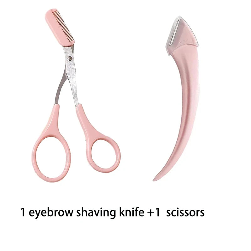 Eyebrow Trimming Knife Eyebrow Face Razor For Women Professional Eyebrow Scissors With Comb Brow Trimmer Scraper Accessories