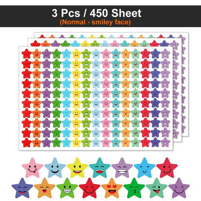 450-3000 Sheet Happy Face Stars Reward Sign Stickers Pack DIY Skateboard Suitcase Stationery Decals Decor Phone Laptop Gift Toys