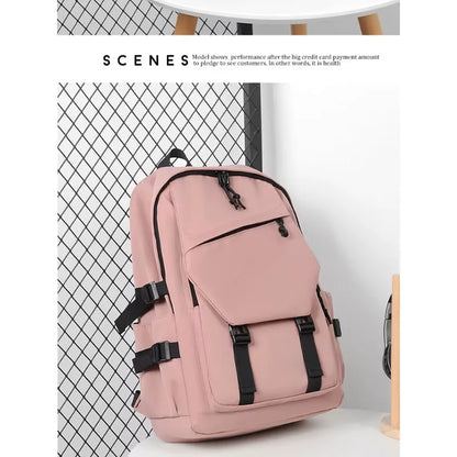 One 15 Inch Polyester Waterproof Solid Color Simple Men's Backpack Fashion Couple Student Computer Backpack