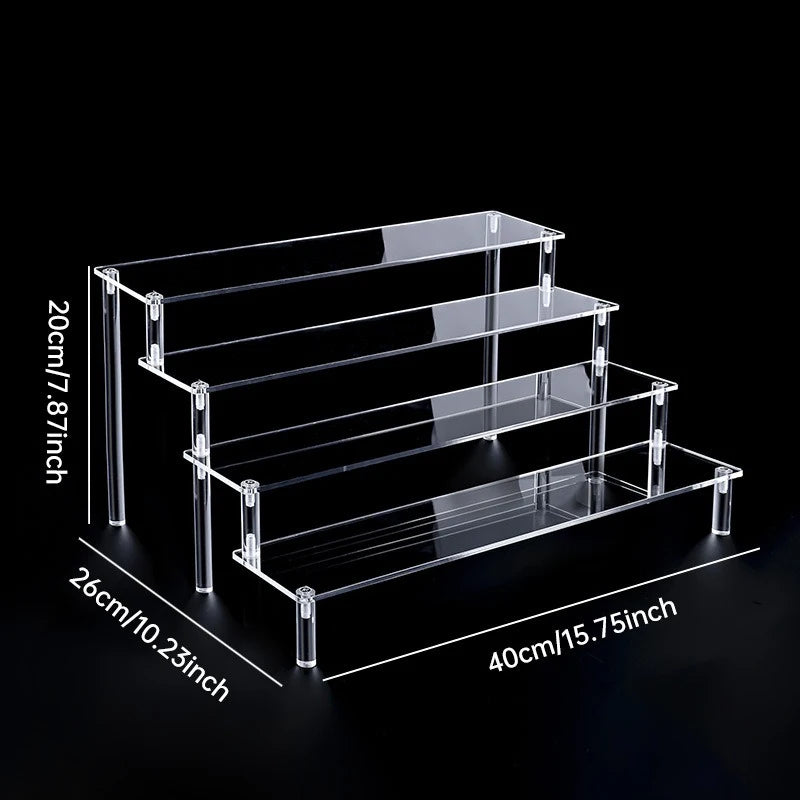 1-5 Tier Acrylic Display Stand Perfume Doll Clay Figurine Blind Box Storage Rack Transparent Ladder Makeup Organization W-2