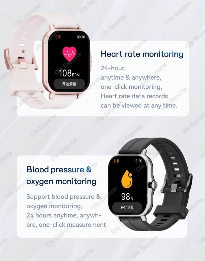 Smart Watch 1.83" Hd Screen Bluetooth Call Heart Rate Blood Oxygen Health Monitor Sports Smartwatch Women Men Holiday Gifts New