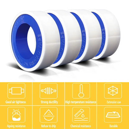 YITAPE 3/6 Rolls PTFE Thread Seal Tape White 1cm*13M Waterproof Plumbers Tape for Shower Head Pipe Sealing Leak-Proof Sealant