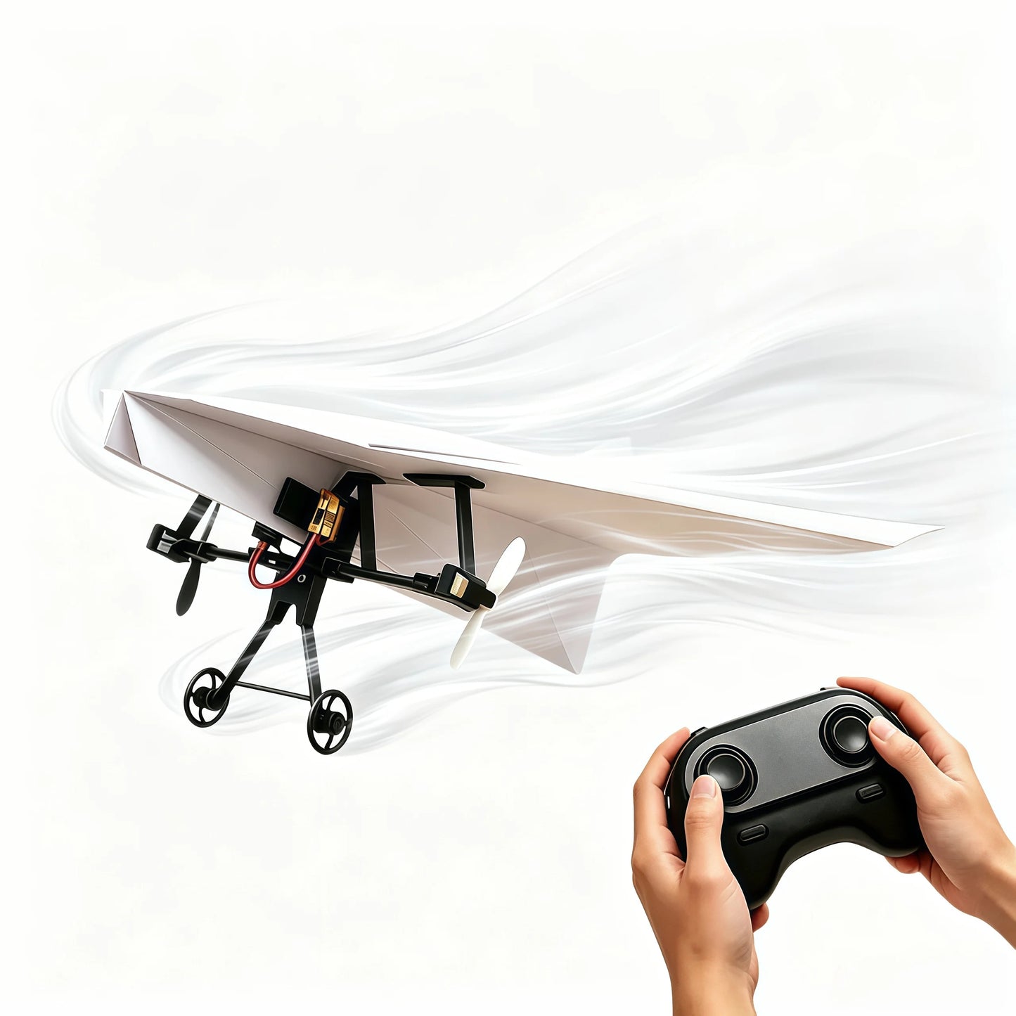 Hotfree RC Paper Airplane Kit, Remote Control Plane with Gyro Stabilizer & Dual Propellers, DIY Foldable Flying Toy, Easy-to-Fly STEM Toy, Birthday Gift for Kids Boys & Adults