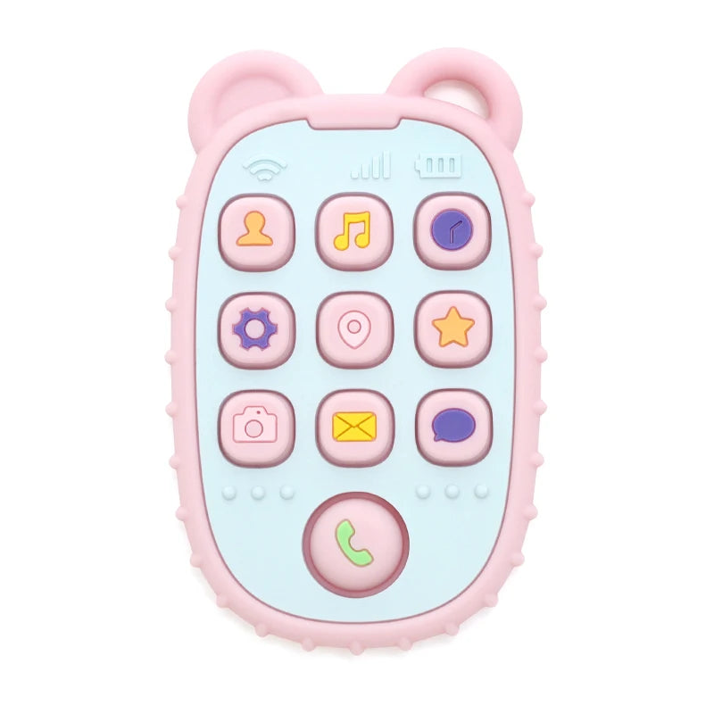 New Baby Teether Mobile Phone Shape Silicone Teether Teething Toy Kids Sensory Educational Toy Baby Gift Set