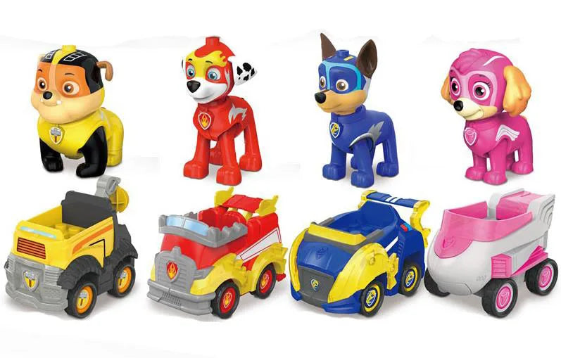 4PCS/SET Genuine Paw Patrol Vehicle Chase Skye Marshall Rubble Pull Back Cars Playset Action Figure Children Toys Birthday Gifts