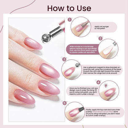 LINMANDA 3 In 1 Dual Headed Cat Eye Nail Art Magnetic Stick Multifunctional Nail Art Magnet Design Tool Suitable for Home DIY