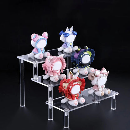 1-5 Tier Acrylic Display Stand Perfume Doll Clay Figurine Blind Box Storage Rack Transparent Ladder Makeup Organization W-2