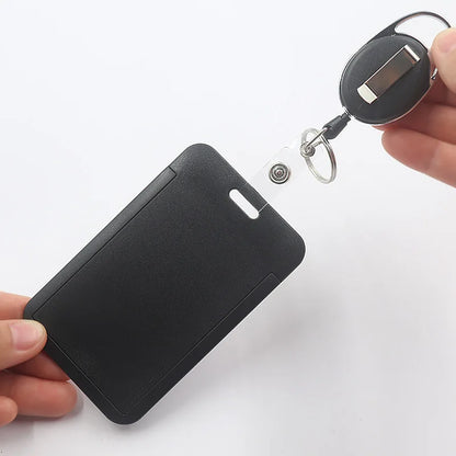 3 pieces/1 piece - High end retractable black work card holder, student meal card holder