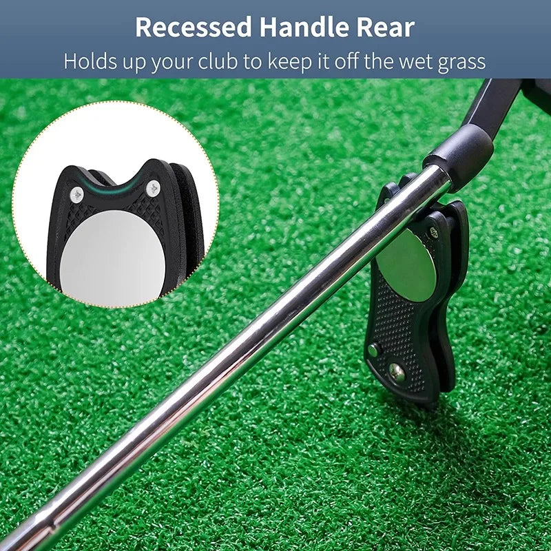Golf Divot Repair Tool Foldable Metal Golf Green Divot Tool with Magnetic Ball Marker