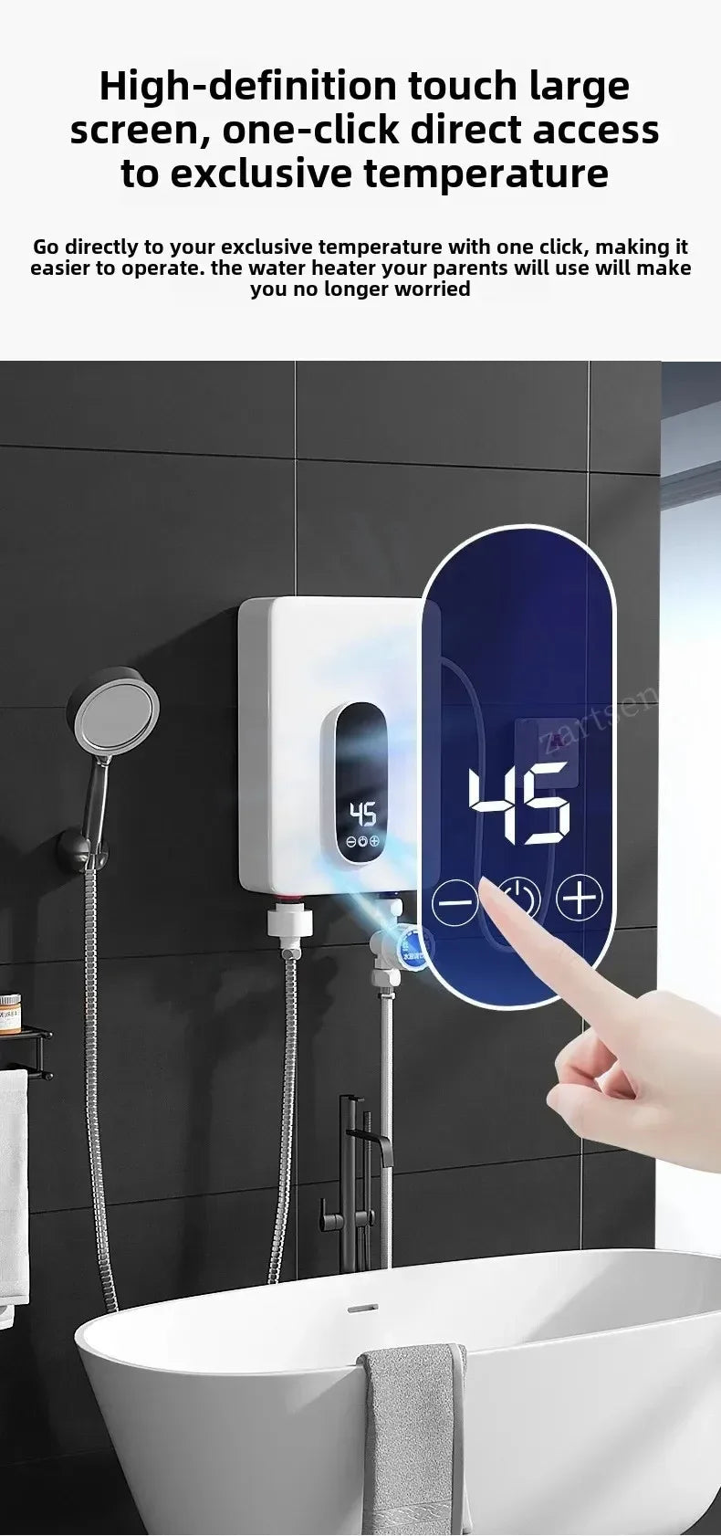 220V Instant Hot Water Heater Tankless Electric Compact for Bathroom Toilet Energy Saving On-Demand Solution