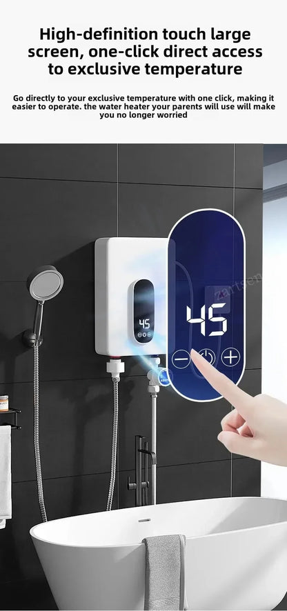 220V Instant Hot Water Heater Tankless Electric Compact for Bathroom Toilet Energy Saving On-Demand Solution