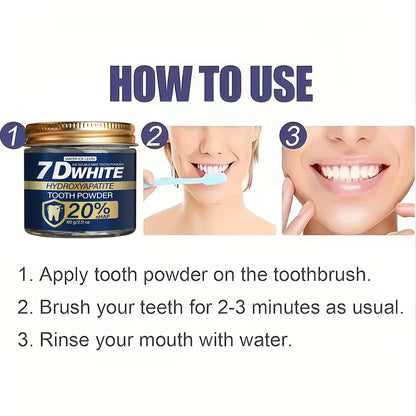 Hydroxyapatite Tooth Powder 60g, 20% NHAP & Charcoal Whitening Toothpaste Powder, Double Mint for Fresh Breath, Oral Care