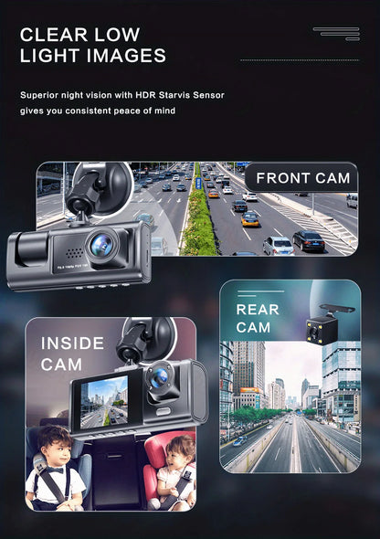 Wifi 3 Channel Dash Cam Night Vision Loop Recording & 2" IPS Screen 1080P 2/3Camera DVR Recorder, Video Recorder, Vehicle DVR