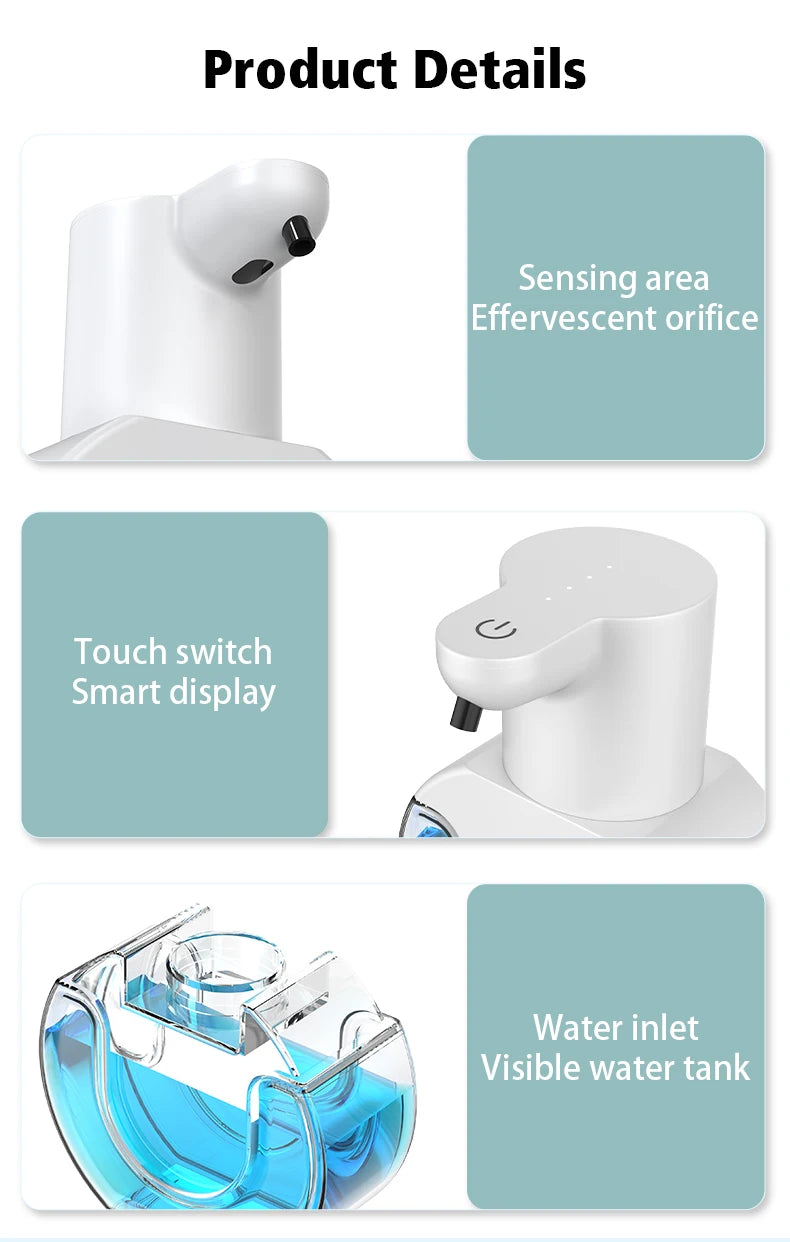 New Wall Mounted Automatic Soap Dispenser Foam Smart Hand Washing Machine 500ml Liquid Rechargeable Bathroom Induction Sensor