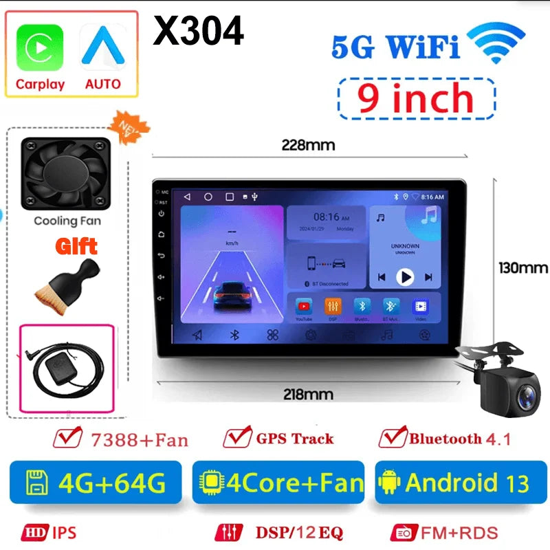 7 9 10"2 Din Car Audio Android 13 Android auto Wireless Carplay 64G Automotive Multimedia Player BT GPS Car intelligent Systems