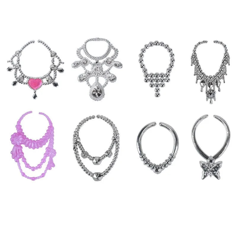 32 pcs Random Doll Clothes and Accessories, 10pcs Fashion Dresses 22pcs Shoes, Glasses, Necklaces, Handbag for Barbie Doll