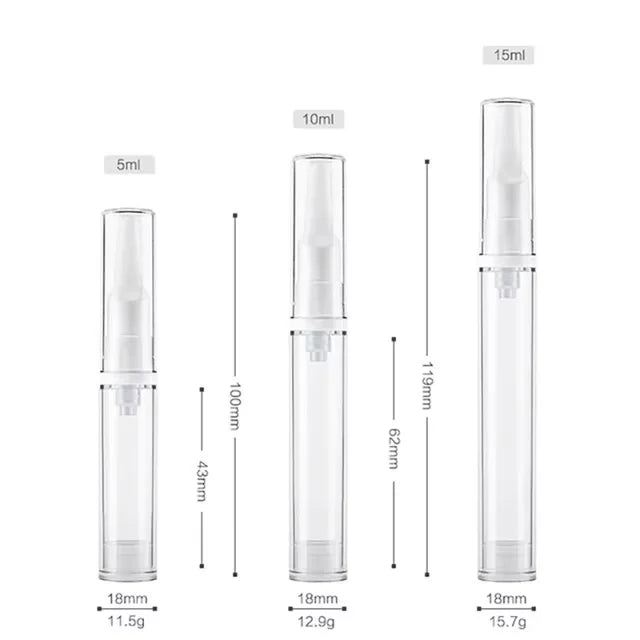 5/10/15ml Clear Foundation Dispenser Bottle Portable Travel Essence Sample Container Airless Vacuum Eye Gel Cream Empty Tubes