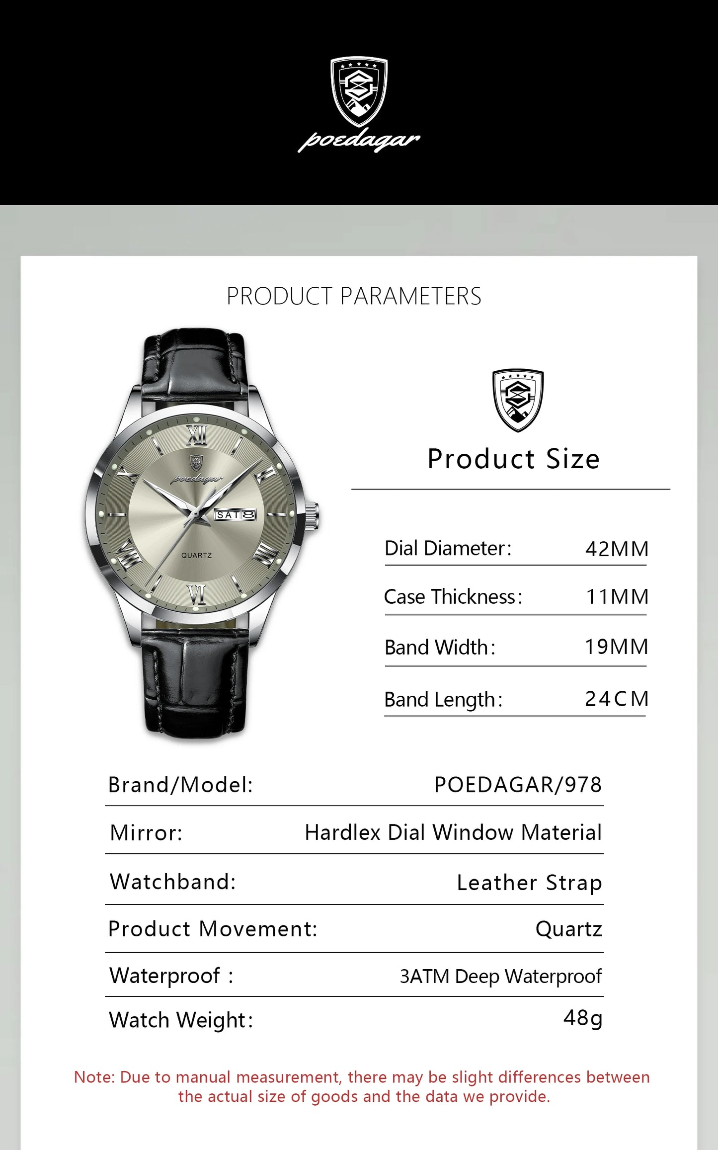 POEDAGAR Business Brand Men Clock Waterproof Luminous Date Week Fashion Man Wristwatch Leather Luxury Men's Quartz Watches Reloj