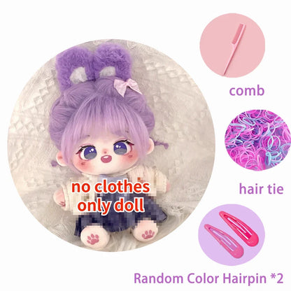 20cm Cute Purple Hair Cotton Doll DIY Dress Up Cosplay Kawaii Idol Stuffed Customization Figure Plushie Toys Halloween Gift