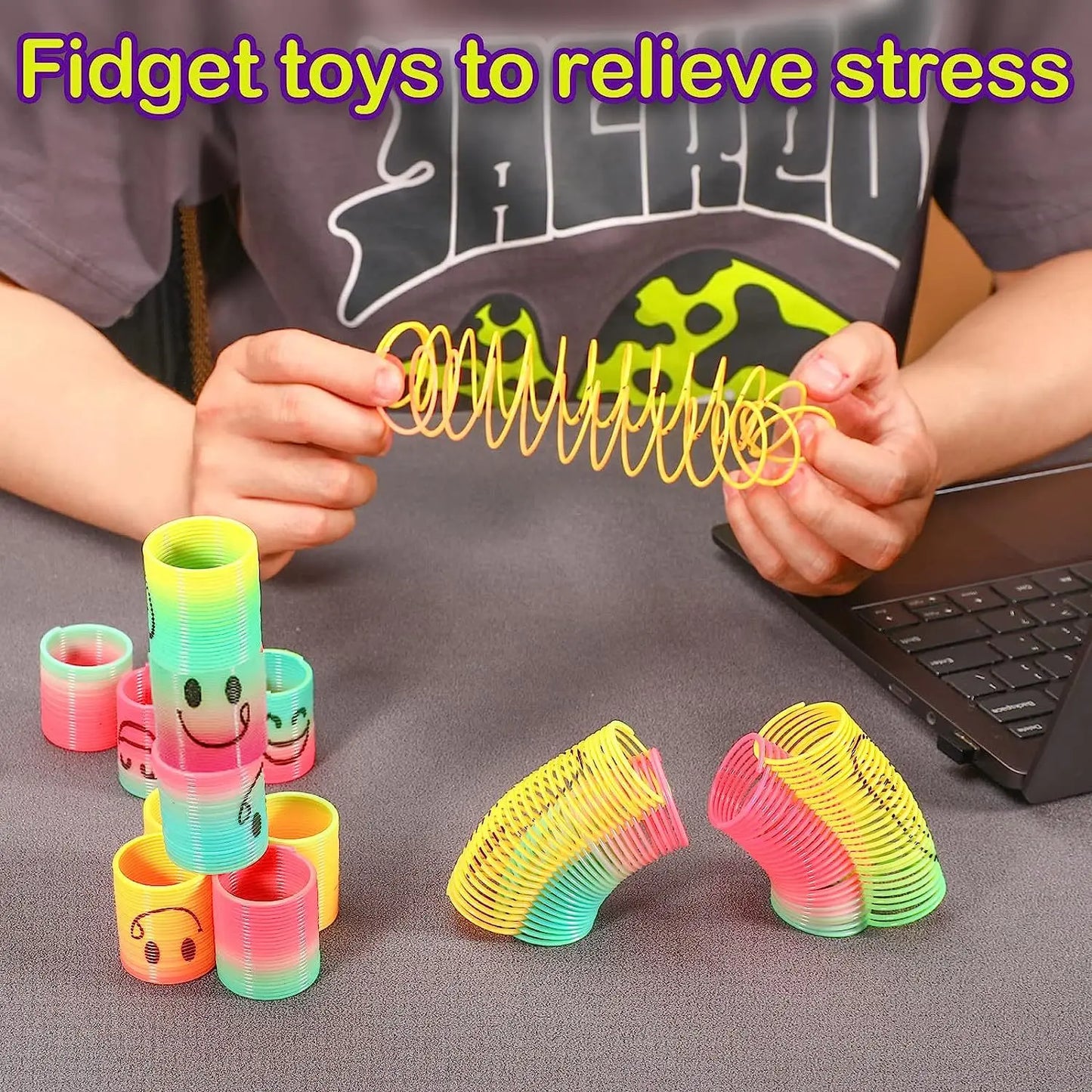 12/24 Rainbow Magic Springs Circle Toys Kids Birthday Party Favors Guests Giveaway Small Gifts Pinata Fillers Flexible Funny Toy