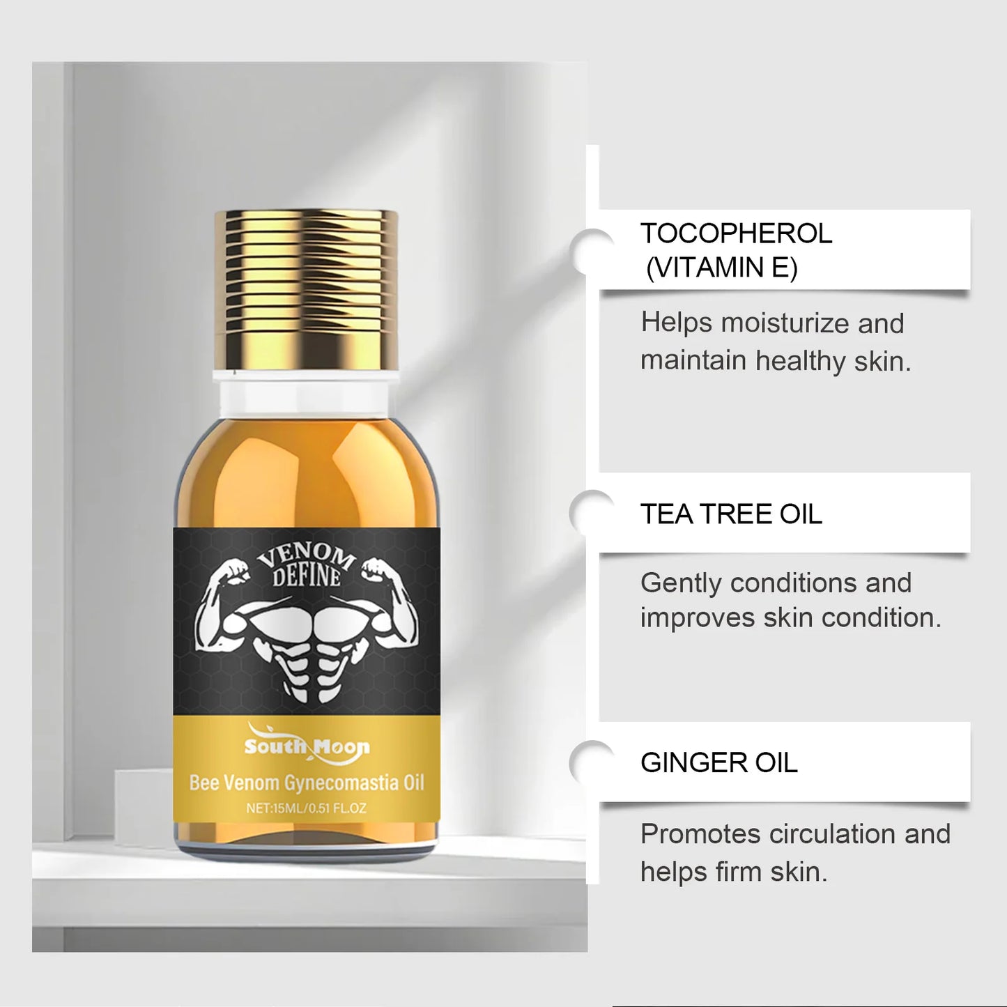 Bee Venom Gynecomastia Oil For Men Breast Shaping Breast Massage Serum Breast Tighten Oil Male Skin Body Moisturizing Care