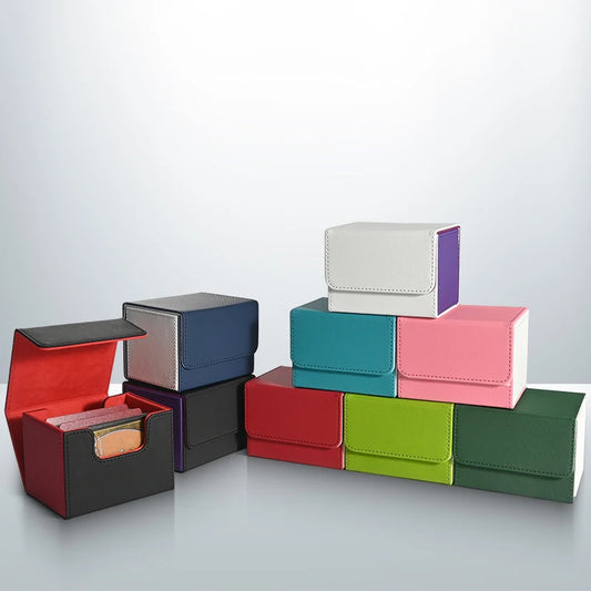 Card Deck Box,PU leather strong magnet card case, Holds 120+ Single Sleeved Cards,fits for Magic, Yugioh TCG cards