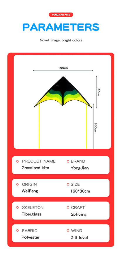 YongJian Large Beach Delta Kite for Adults  Extremely Easy to Fly for Beginners Comes with 100m String Kite Handle