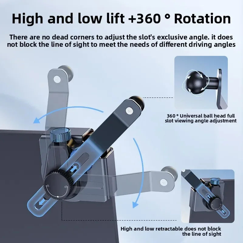 Aluminum Alloy Car Phone Holder Bracket Adjustable Multi-Angle Clasp Style Accessory for Arc Screen Mobile Phone Universal Mount