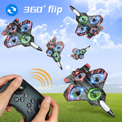 L101 RC Foam Airplane Glider Flying 2.4G With LED Lights EPP Stunt Remote Control Aircraft Foam Fighter Plane Toys For Kid Gifts