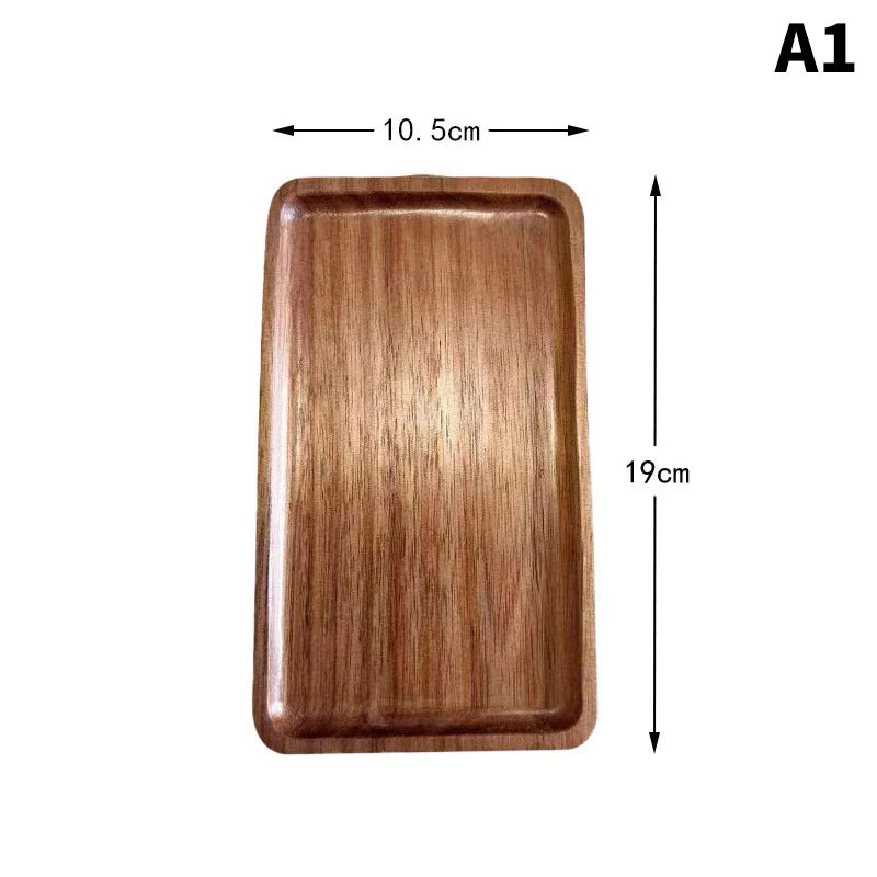 1PC Wooden Serving Trays Oval Wood Tray Platters for Serving Food Dishes Dinner Plates Solid Wood Round Dessert Plate