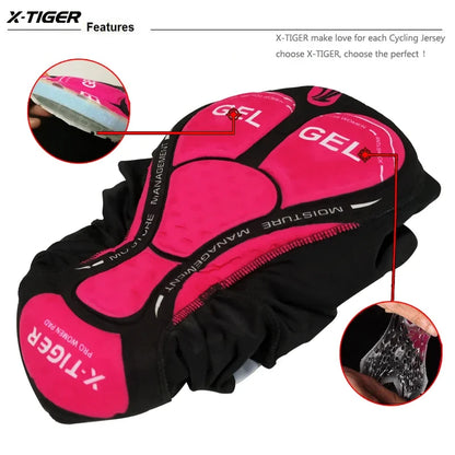 X-TIGER Women Cycling Shorts 5D Gel Padded Shockproof MTB Mountian Bicycle Shorts Road Racing Bike Shorts Summer Outfit Clothing