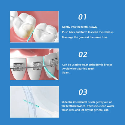 150Pcs/box Interdental Brush Soft Rubber Teeth Cleaning Tools Dental Cleaning Between Teeth Toothbrush Oral Hygiene Care Tools-