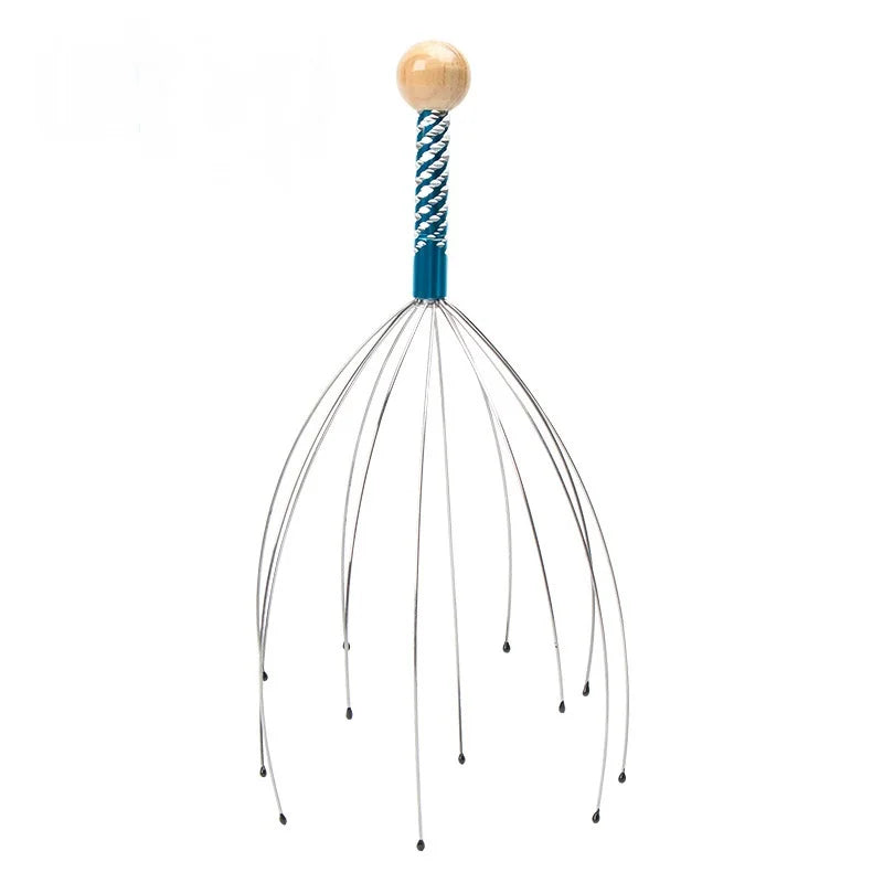 Relax Octopus Head Massager Stainless Steel Engraved Head Relaxer Brain Massage Claw Scalp Scratcher Itch Reliever Random Color