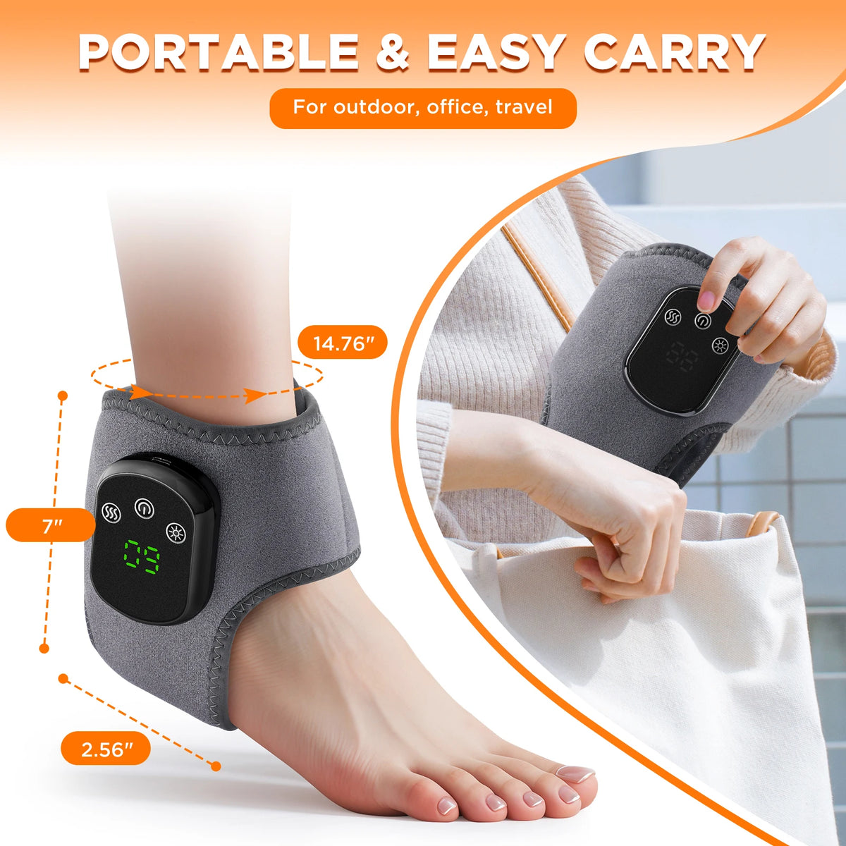 Cordless Heating Ankle Wrist Brace Vibration Massager Electric Hot Compress Massage Ankle Guard Wristband Hand Foot Protector