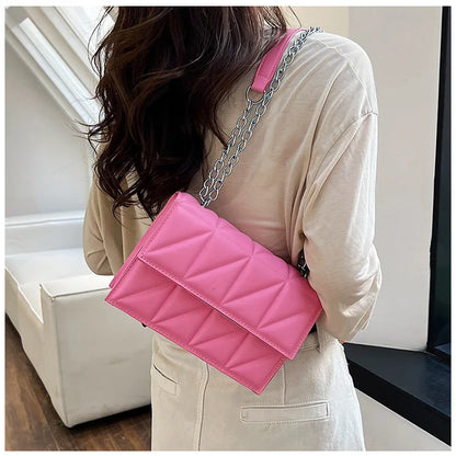 Women's fashion crossbody bag diamond check chain small square bag shoulder bag