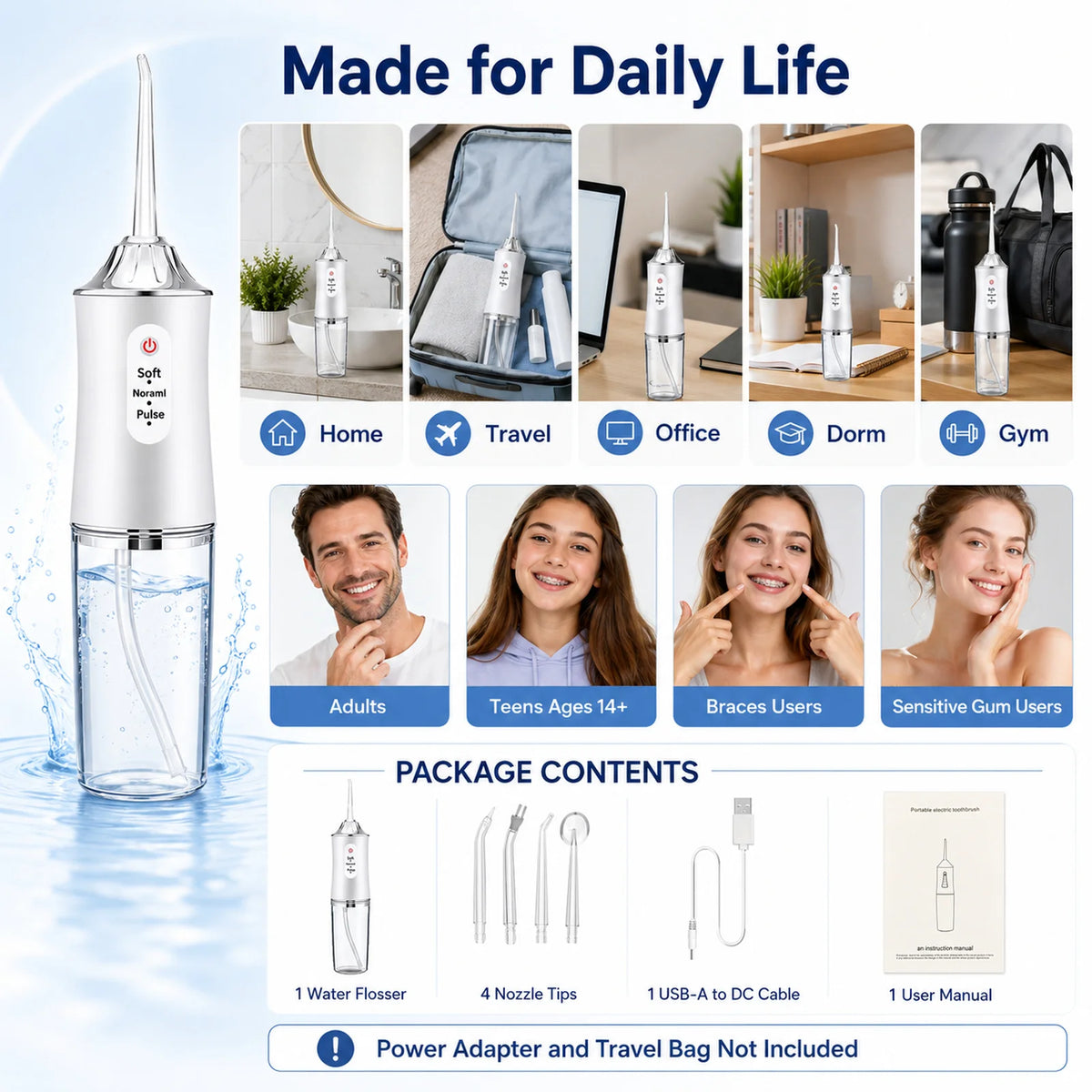 Powerful Water Oral Irrigation Irrigator Jet Ultrasound Air Ipx7 Waterproof Mouthwash Machines Dental Floss Flosser Irigator