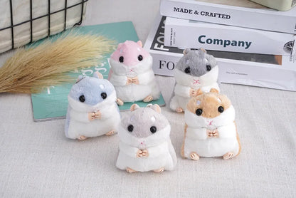 Fluffy Hamster Doll Plush Toys Keychain Pendant Women Girl Faux Fur Pompom Key Ring Trinkets Handbag Backpack School Bag Pendant
