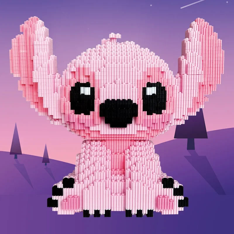 21CM Cute Stitch Building Block Toys Small Particle Bricks DIY 3D Model Assembly Children's Building Block Toys Birthday Gift